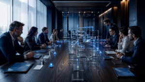 Reunião Executiva com Holograma Azul